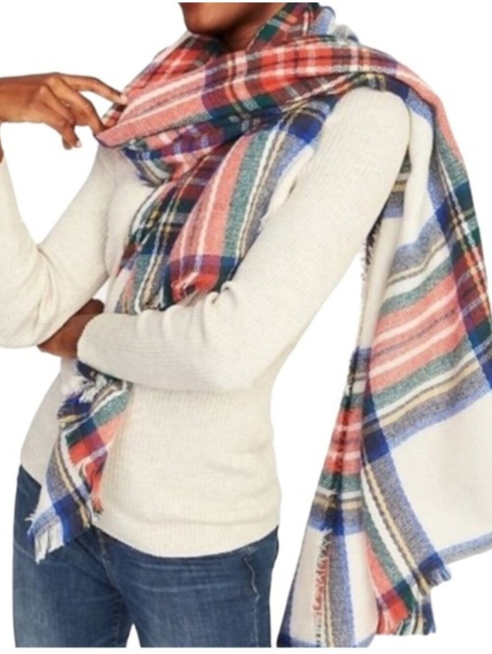 Old Navy Multicolor Plaid Oversized Blanket Scarf in Red, Green, Navy